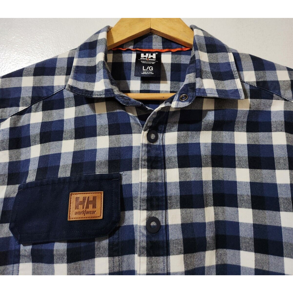 Helly Hansen Blue and White Plaid Casual Button Down Shirt